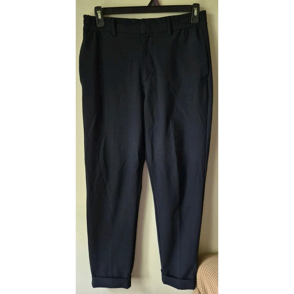 Banana Republic Men's Tapered Fit Pant Elastic Waist Drawstring Navy‎ Cuff 31x32